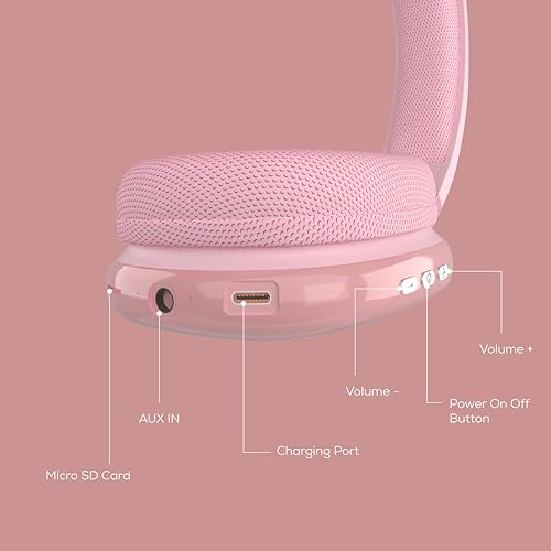 Gabba Goods Wireless Over Ear Bluetooth Headphones with Microphone - Wireless Headset -Noise Reduction - Bluetooth, Wired,Built in Micro SD for Travel, Home, Work TV,PC,Gaming,Cellphone (Pink) - color: Pink