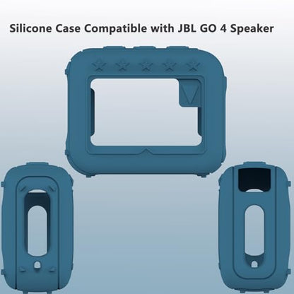 Silicone Cover and Hard Carrying Case for JBL Go 4 Bluetooth Speaker | Protective Holder Carrier for JBL Go 4 Speaker Accessories, Scratch-Resistant and Drop-Proof Cover (Blue) - color: Blue