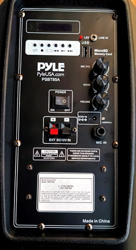 Pyle 800W Portable Bluetooth PA Speaker - 8’’ Subwoofer, LED Battery Indicator Lights w/ Built-in Rechargeable Battery, MP3/USB/SD Card Reader, and UHF Wireless Microphone - Pyle PSBT85A,Black - size: 8 inch