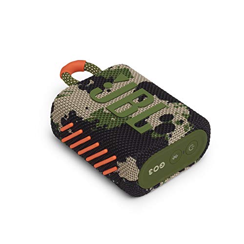 JBL Go 3: Portable Speaker with Bluetooth, Built-in Battery, Waterproof and Dustproof Feature - Squad (Renewed) - color: Camouflage