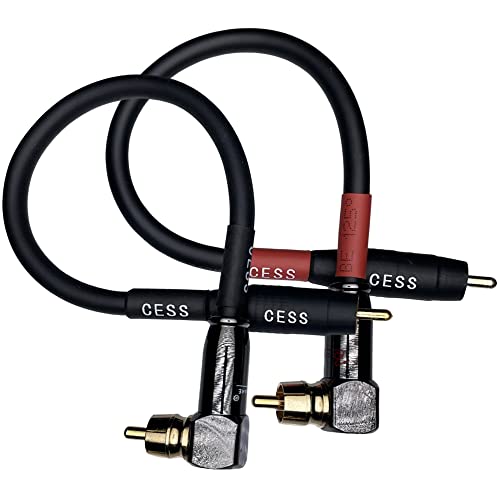 CNCESS CESS-167-6i RCA Right Angle to Straight Type Male to Male Preamp Jumpers Patch Cable, 2 Pack (6 Inches) - size: 6 Inches