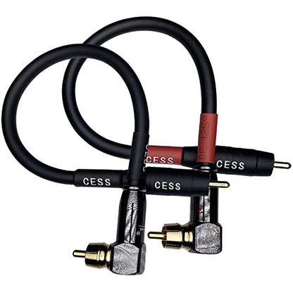 CNCESS CESS-167-6i RCA Right Angle to Straight Type Male to Male Preamp Jumpers Patch Cable, 2 Pack (6 Inches) - size: 6 Inches