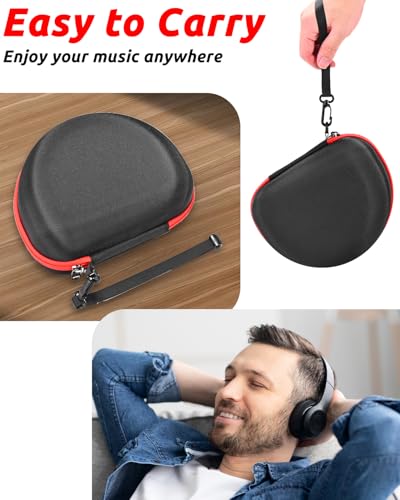 RAIACE Hard Storage Case Compatible with Skullcandy Crusher Over-Ear Headphones, for TOZO HT3 Headphones and More Foldable Headset, Travel Carrying Bag. (Case Only)-Black(Red Zipper) - color: Black(Red Zipper)