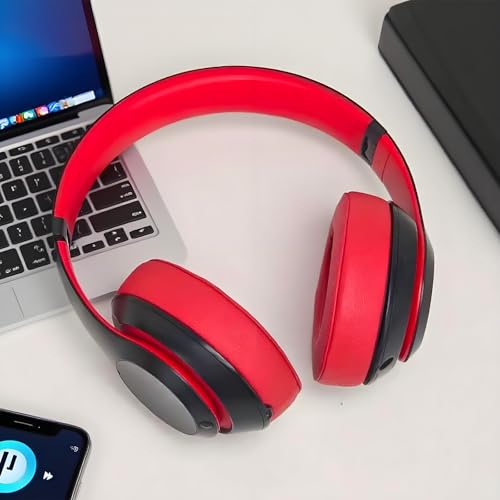 Aurivor Studio 3 Replacement Ear Pads for Beats Studio 3/2 Headphones, Cushions Earpads with Premium Protein Leather, Softer Memory Foam, Stronger Adhesive (Red) - color: Red