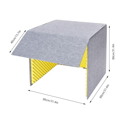 Desktop Soundproof Cover, Isolation Booth, Vocal Sound Absorbing Shield, Portable Vocal Recording Booth, Sound Proof Foam Room, Microphone Isolation Booth Cube, for Office, Home Studio (Yellow)