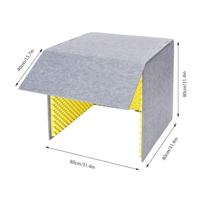 Desktop Soundproof Cover, Isolation Booth, Vocal Sound Absorbing Shield, Portable Vocal Recording Booth, Sound Proof Foam Room, Microphone Isolation Booth Cube, for Office, Home Studio (Yellow)