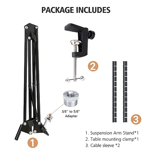 SUNMON Mic Boom Arm, Microphone Stand for Fifine K688 with Cable Sleeve - color: Fifine K658 Boom Arm with Cable Sleeve