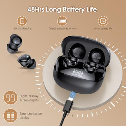 Sleep Earbuds Bluetooth 5.4, Mini Light-Weight Headphones for Side Sleepers | Features Sleep Mode & Built-in White Noise for Relaxing. 48H Battery & Clear Calls. Perfect Mini Earphones for Sound Sleep