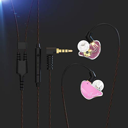 BASN Bmaster in Ear Monitor Headphones Triple Driver Earphones with Two Detachable MMCX Cable Fit in Ear Suitable for Audio Musician Drummer(Pink) - color: Pink
