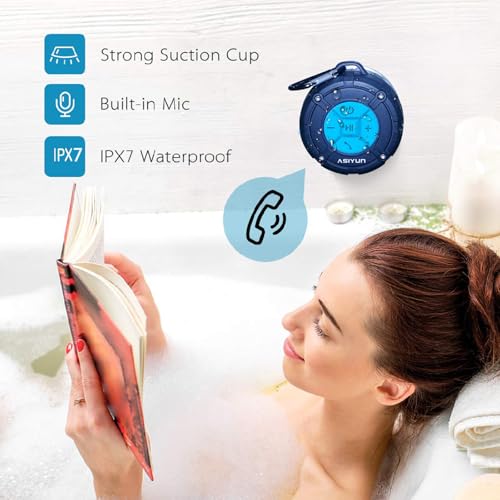 Shower Speaker, IPX7 Waterproof Bluetooth Speaker, Loud HD Sound, Portable Wireless Speaker with Suction Cup & Sturdy Hook, Built-in Mic, for Shower, Pool, Beach, Outdoor(Blue) - color: Blue