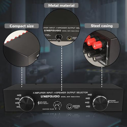 Amplifier Speaker Switcher Selector Supports 4 Input 4 Output