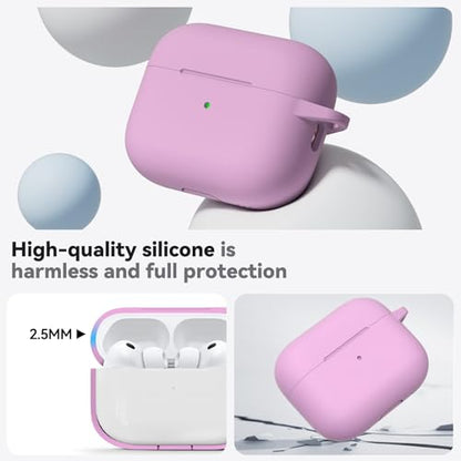 Ljusmicker for AirPods Pro 3 Case 2025 with Cleaner Kit,Light Lilac | Soft Silicone Protective Cover for Apple AirPod Pro 3rd Generation Case with Keychain for Women Men,Shockproof - color: B2-Light Lilac