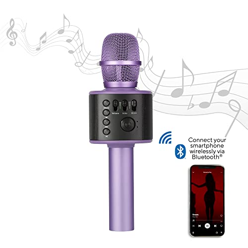 Wireless Bluetooth Karaoke Microphone with Built-in Speakers + HD Recording, Portable Handheld Mic | Lilac - style: Lilac