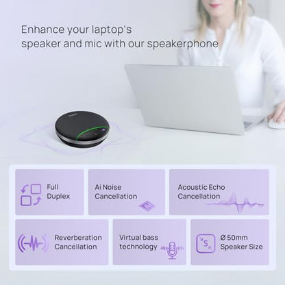 Yealink SP92 USB Speakerphone Bluetooth Conference Speakers and Microphone | Teams Certified,Full-Duplex,AI Noise Reduction,360° Audio Pickup,4-6 Person Small Meeting Room/Hundle Room/PC,Compact Design - size: SP92 without Dongle