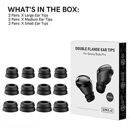 Delidigi for Galaxy Buds Pro Ear Tips, 6 Pairs Double Flange Silicone Eartips Earbuds Earplug Replacement Accessories Compatible with Samsung Galaxy Bus Pro 2021 S/M/L Size
