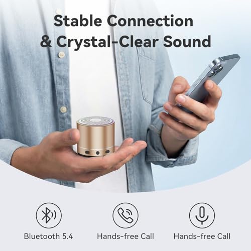 Mini Bluetooth Speaker, 2026 Ultra-Light Mini Bluetooth Speaker, IP7 Waterproof Brief Design, Small Shower Travel Speaker for Outdoor, 8H Playtime, Perfect for Phone/PC/Tablet & Gift Golden - color: Golden