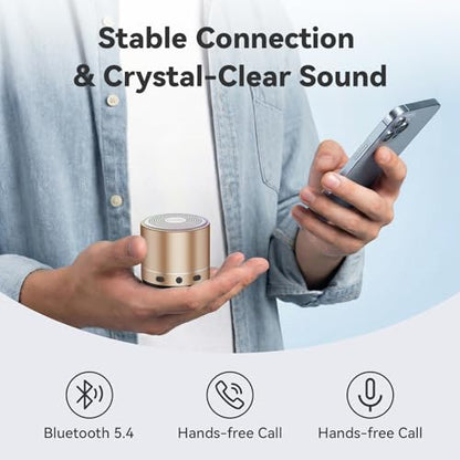 Mini Bluetooth Speaker, 2026 Ultra-Light Mini Bluetooth Speaker, IP7 Waterproof Brief Design, Small Shower Travel Speaker for Outdoor, 8H Playtime, Perfect for Phone/PC/Tablet & Gift Golden - color: Golden