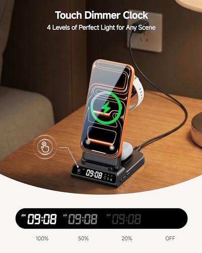 Charger for Garmin Watch, 3 in 1 Magnetic Charging Station for iPhone | For fenix, Venu, Forerunner, vivoactive, Instinct, Wireless Charger for iPhone 17 16 15 14, for AirPods Pro 3/4, No Adapter