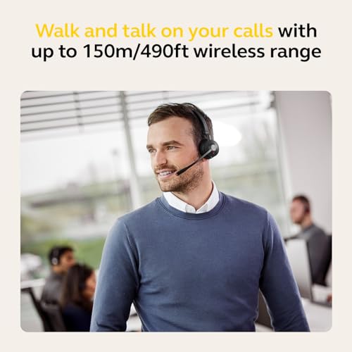Jabra Engage 55 SE (Second Edition) Single-Ear Wireless Headset w/Link 400 USB-A DECT Adapter – Noise-Cancelling Mic, Extensive Range – Works with All UC Platforms Like Google Meet & Zoom, Black - size: USB-A Adapter, style: All Platforms