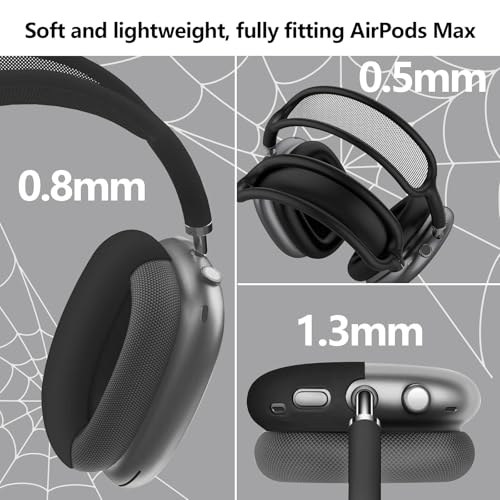 3-in-1 Silicone Case Cover for AirPods Max 2/AirPods Max Headphones, Apple AirPod Max Accessory Protective Cover, Headband/Ear Cups/Ear Pad Covers, Anti-Scratch and Sweatproof - color: Black