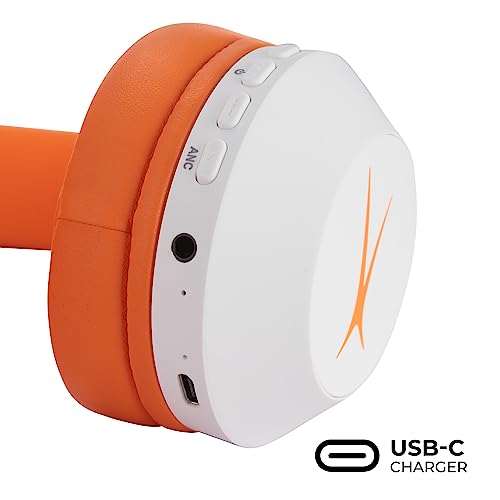 Altec Lansing - Kids Bluetooth Headphones, Wireless Over Ear - color: Whiteout Groovy Orange