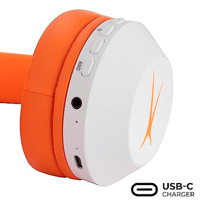 Altec Lansing - Kids Bluetooth Headphones, Wireless Over Ear - color: Whiteout Groovy Orange