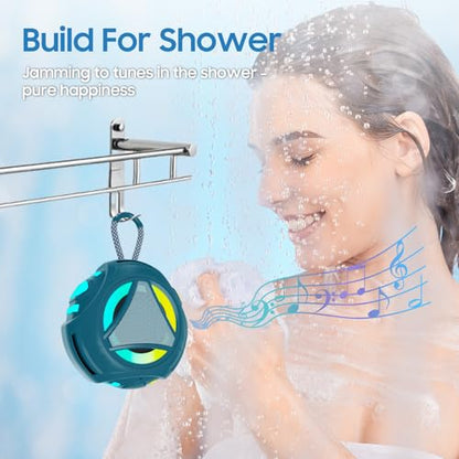 Bluetooth Shower Speake Waterproof，Portable Outdoor Bluetooth Speake with RGB Lights，IPX67 Floating，Built-in Mic，24Hrs Playtime，True Wireless Stereo，Gifts for Teens Boy Girls Women Men - Blue - color: Blue