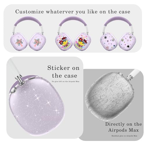 for AirPods Max case Cover,Anti-Scratch Ear Pad Case Cover/Ear Cups Cover/Headband Cover for AirPods Max. Clear Soft TPU and Silicone,Skin Scratch Proof. - color: 3PC-Glitter Purple