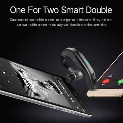 IHAO Bluetooth Earpiece Headphone Dual Noise Cancelling Mic Painless Open-Ear Handsfree Headset Stereo Sound Left/Right Changeable Earhook Earphones for Driving/Business/Gym-Single Ear F600 Black - color: Single Ear Headphone F600 Black