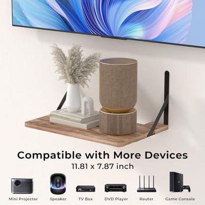 Projector Wall Mount Shelf, 11.81" x 7.87" Floating Shelf for Projector, Router, Modem, Cable Box, Xbox, PS5 - Sturdy Projector Mount Rack Holder Stand