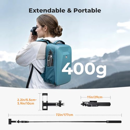 K&F CONCEPT 69" Auto Open Selfie Stick with 4 Legs & Stabilizing Handle | Phone Tripod, 360° Rotation Cell Phone Tripod Stand with Remote Control, Compatible with iPhone Osmo Pocket 4/3, A702