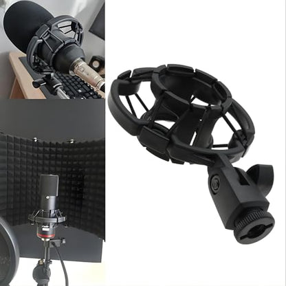 Universal Microphone Shock Mount for 42-46mm Mics, Professional Anti-Vibration Holder with 3/8" or M16 Thread, Compatible with Studio Condenser Microphone for Recording, Podcasting, Streaming