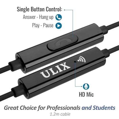 UliX Rider Wired Earbuds in-Ear Headphones, 5 Years Warranty, Earphones with Microphone, with Anti-Tangle Cable, Ear Buds for iPhone, iPad, Samsung, School Students, Kids, Women, Small Ears - Grey - color: Grey, style: 3.5 mm