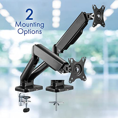 Dual Spring LCD Monitor Arms with USB and Multimedia Ports for: Sceptre Curved 24" 75Hz Professional LED Monitor 1080p 98% sRGB HDMI VGA Build-in Speakers, Machine Black 2021 - style: Dual Arm