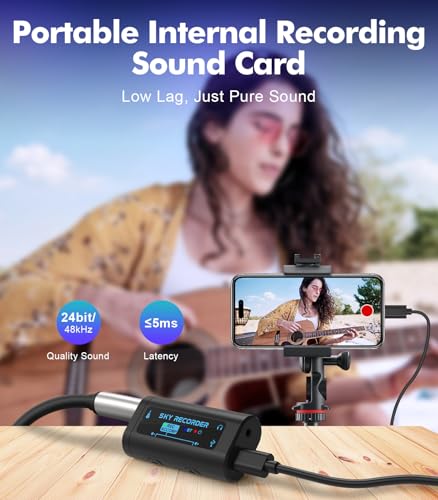 Guitar Audio Interface Pocket Internal Recording Sound Card with Bluetooth, Internal Sound Card, Compatible with iPhone, Mac, Laptop, Android—Plug & Play for Recording, Streaming, Playing