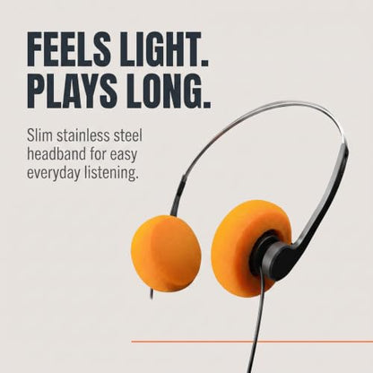 2 Pcs Retro On Ear Headphones, Wired Stereo Headphones, Lightweight Portable Headphone with Adjustable Headband, Cassette Player, Over-Ear Headphone(Orange) - color: Orange