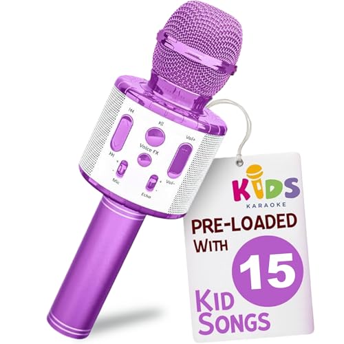 Move2Play, Kids Karaoke Microphone | Includes Pre-Loaded Songs & Bluetooth | Kids Birthday Party Gift | Toy for All Ages 2, 3, 4, 5, 6+ Year Old Girls, Boys & Toddlers - color: Lavender