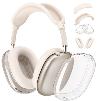 4 in 1 Case Cover for AirPods Max Headphones, Anti-Scratch Sweat-Proof Ear Pad Covers/Ear Cups Cover/Headband Cover Protectorfor Apple AirPods Max -Clear Starlight - color: F-Starlight