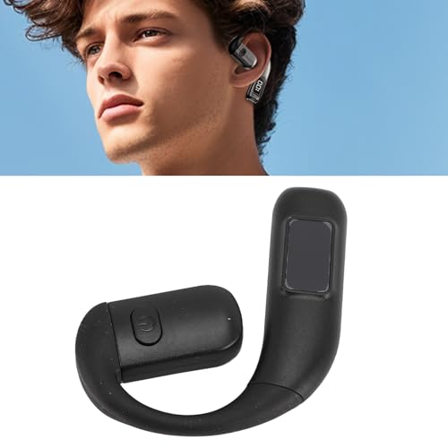 GOWENIC Bluetooth 5.5 Headset, Wireless Single Ear Earpiece with Noise Cancelling, Rotatable Microphone, Battery Display for Outdoor Sports Calls (Black) - color: Black