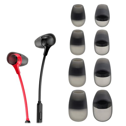 Replacement Ear Tips Compatible with HyperX Cloud Earbuds II | Soft Silicone Eartips with Portable Storage Box (4, Grey, XS/S/M/L)