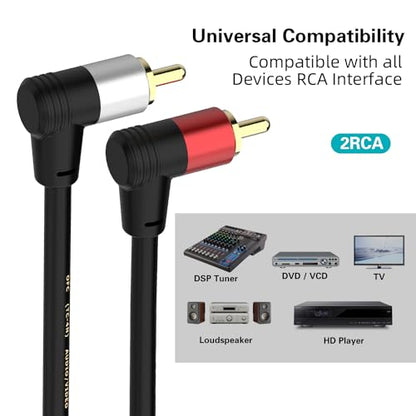 3.5mm to 2 RCA Cable, Angle 2RCA Male to 3.5mm Male Auxiliary Stereo Audio Y Splitter Cable Compatible with TV, Smartphones, MP3, Tablets, Speakers, Home Theater, etc (1.5m/59inch) - size: 1.5M/4.9FT, style: RCA angled