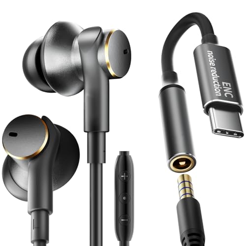 Wired Headphones Balance Powerful Bass & HD Call Noise-cancelling Earbuds | Immersive Bass,(Four drive)Bass Boost In ear Wired Earphones Universal 3.5mm & USB C Plug with Mic ENC Noise reduction calls