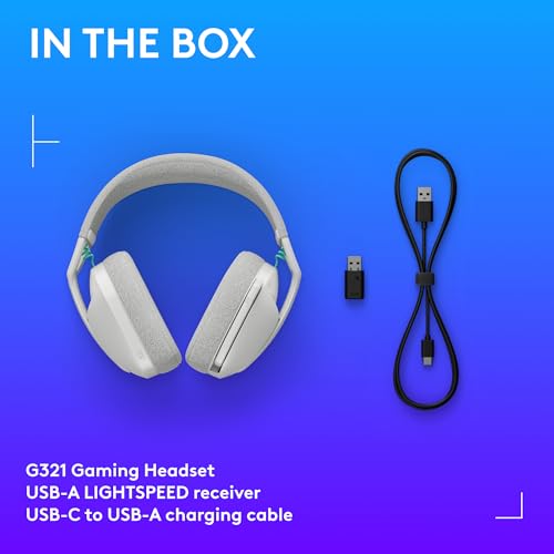 Logitech G321 Lightspeed Wireless Gaming Headset - White | Dynamic Comfort and fit, 16 kHz Boom mic, 20+ hrs Battery, for PC - color: White