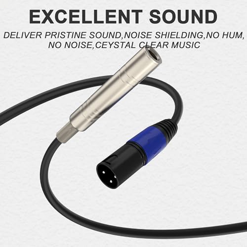 1/4“(6.35 mm) Female to XLR Male 3-Pin Socket Audio Cord, 1.1 Foot, 2 Packs, 6.35mm TRS/TS to XLR Male Adapter, High-Purity 4N OFC Conductors, for Audio Electronic Devices - size: 1.1 foot, style: 1/4 female to XLR male