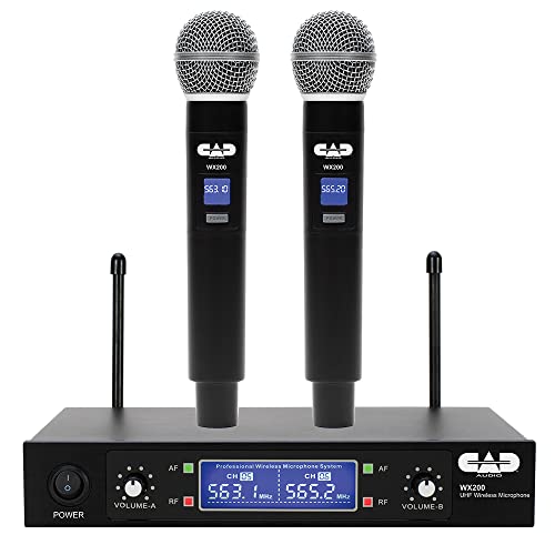 CAD Audio WX200 UHF Dual Handheld Microphone System | 2 Channels. 164 Feet Range, Metal Receiver, XLR and 14? Outputs, 10 Hr Battery - style: WX200