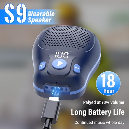 Wearable Bluetooth Speaker, Clip-On Speaker with Mic, IP56 Waterproof Blue | 18H Battery Life, Hands-Free Music & Calls, Outdoor Adventure Ready, Lightweight Wearable Design - color: Blue