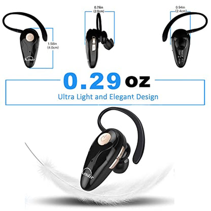 Kendir Bluetooth Headset, V5.0 Ultralight Wireless Headphone Cell Phone Earpiece with Mic Headsetcase,Volume Control, Handsfree Earbud,Compatible with Android/iPhone/Smartphones/Laptop - color: Black