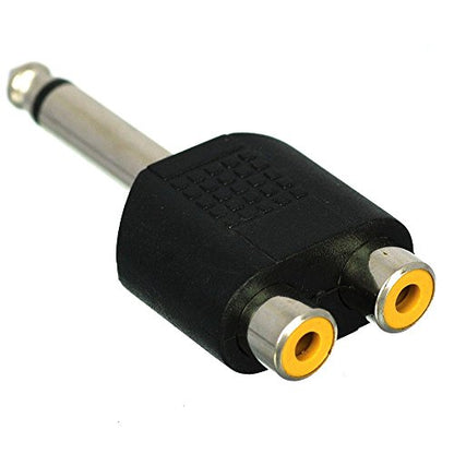 CESS 6.35mm Mono Male to Dual RCA Female Splitter Adapter, 2 Pack
