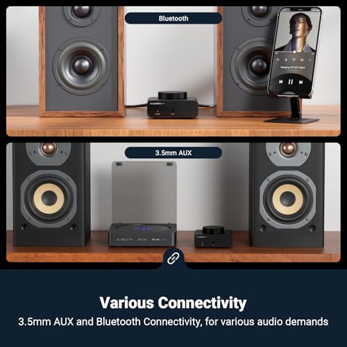 Mini Bluetooth Amplifier for Speakers, Stereo (50WX2)/Mono (100W)/Dual Mode (100WX2) Audio Amp, AUX and Bluetooth Inputs up to 20m, Bass Amplifiers for Passive Loudspeakers/Bass Shakers