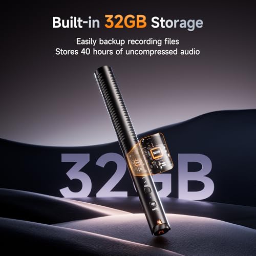 COMICA VM40 Dual-Channel Shotgun Microphone with 48kHz/32-bit Float Recording, Wireless Camera Microphone with 32G onboard Recording, External Directional Microphone Compatible with Canon, Nikon
